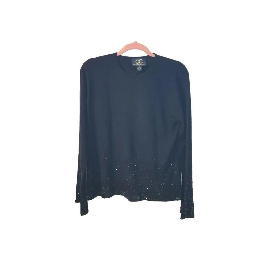 American Classics by Anne Bowen Sweater Medium Silk Blend Sequins Bell Sleeves